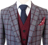 GRIJS ROOD RAAM GEPLEISTERDE MIX & MATCH TWEED 3-DELIG PAK