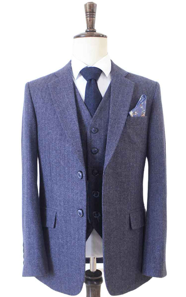 Lichtpaars tweed driedelig pak