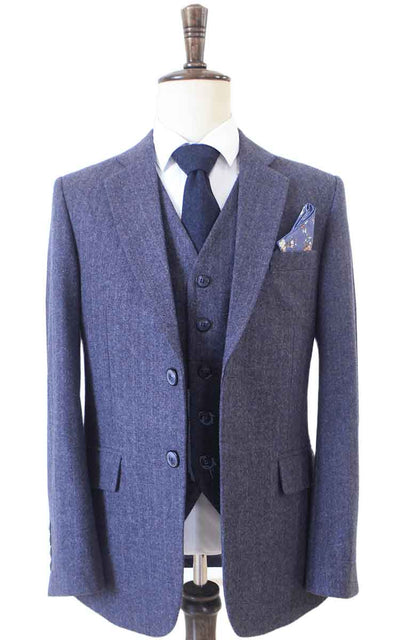 Lichtpaars tweed driedelig pak