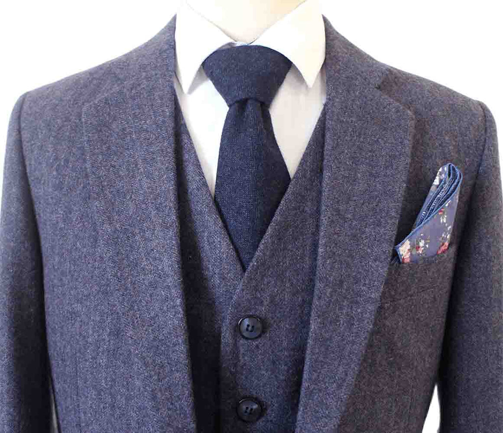 Lichtpaars tweed driedelig pak