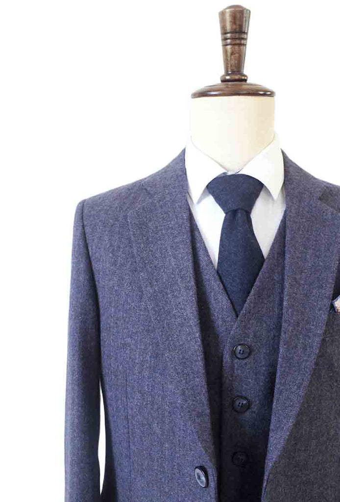 Lichtpaars tweed driedelig pak