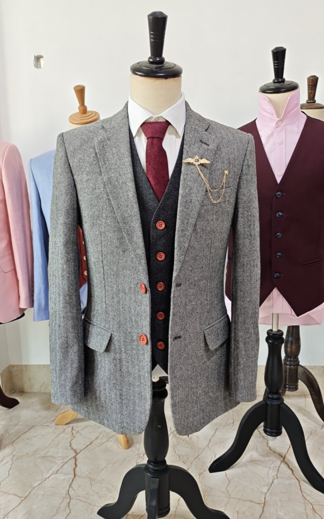 REGENBOOGRODE GEPLEISTERDE MIX & MATCH TWEED 3-DELIG PAK