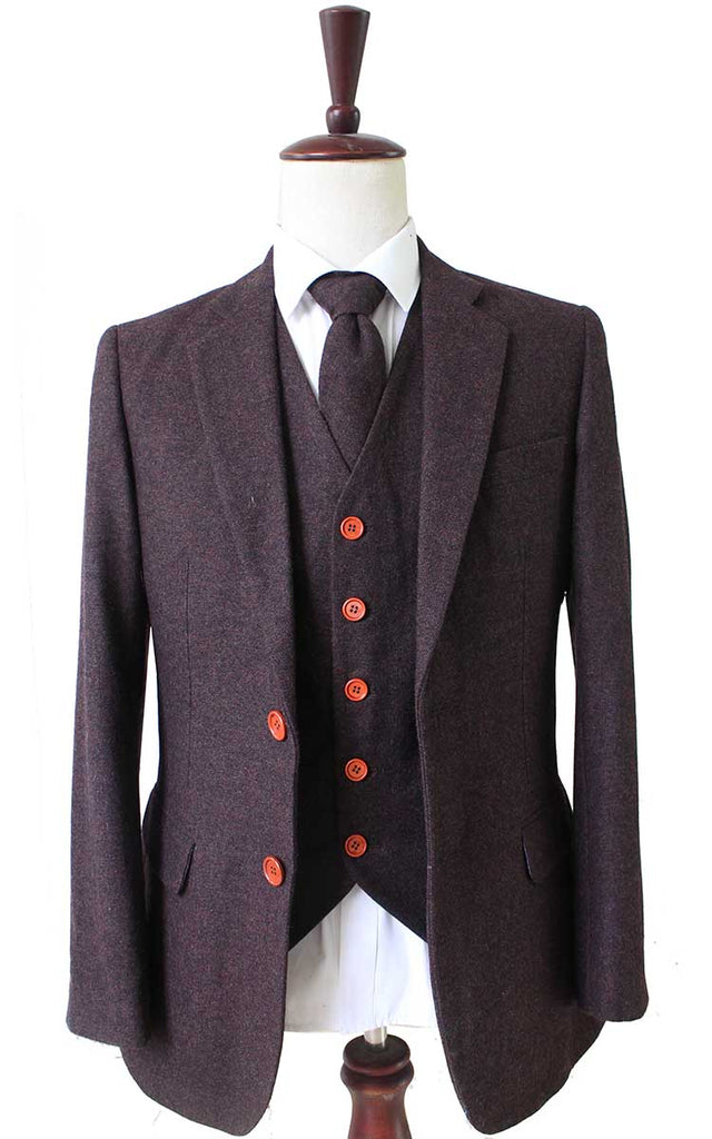 BDtailormade DARK BROWN BARLEYCORN TWEED 2 PIECE SUIT - BDtailormade TWEED SUITStweedmaker hockerty menstweedsuit