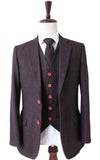 BDtailormade DARK BROWN BARLEYCORN TWEED 2 PIECE SUIT - BDtailormade TWEED SUITStweedmaker hockerty menstweedsuit