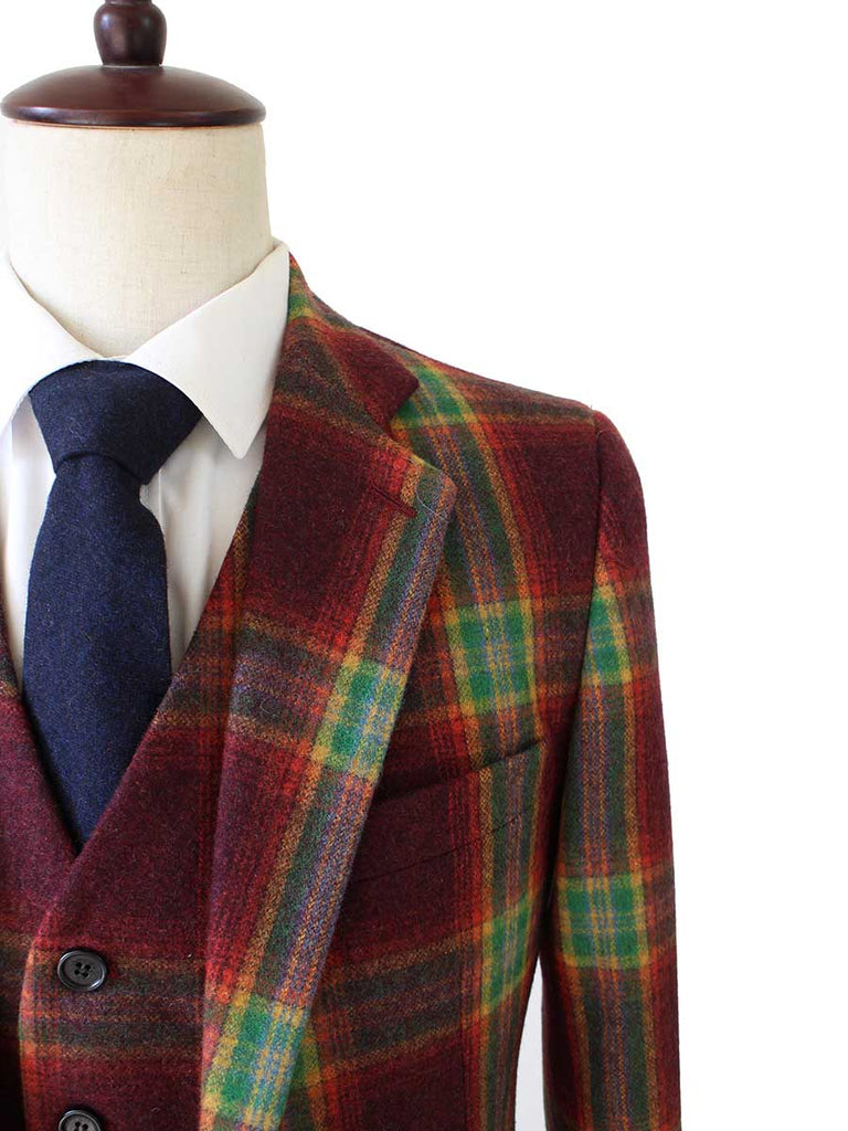 BDtailormade RAINBOW RED PLAID TWEED 2 PIECE SUIT - BDtailormade TWEED SUITStweedmaker hockerty menstweedsuit