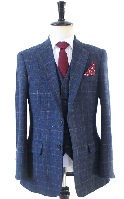BLAUW BEIGE RAAM TWEED 3-DELIG PAK