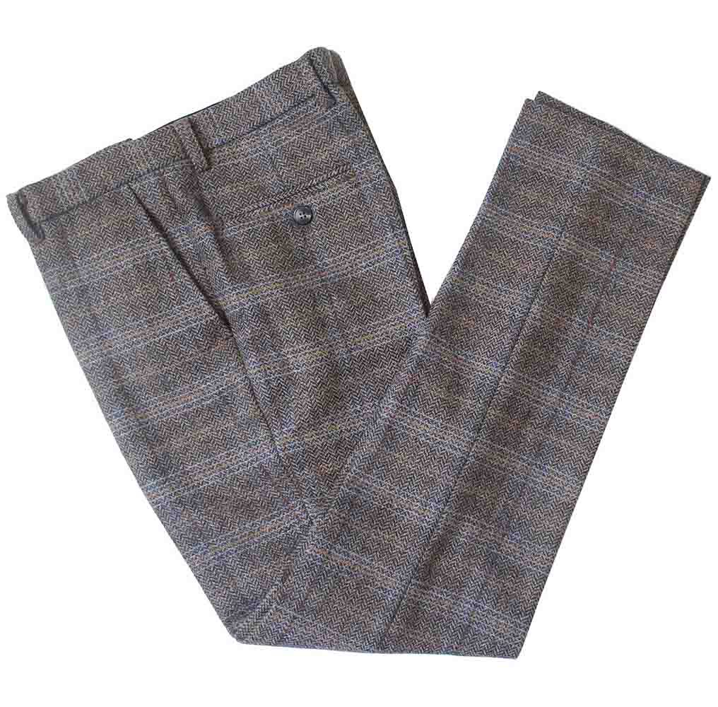 BRUIN BEIGE VENSTER VISGRAAT TWEED 3-DELIG PAK