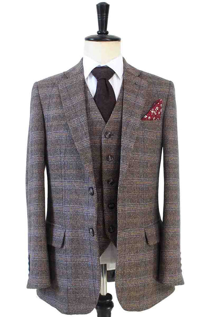 BRUIN BEIGE VENSTER VISGRAAT TWEED 3-DELIG PAK