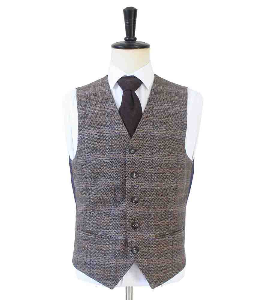 BRUIN BEIGE VENSTER VISGRAAT TWEED 3-DELIG PAK