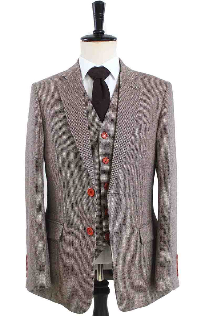BDtailormade CLASSIC BROWN BARLEYCORN TWEED 3 PIECE SUIT - BDtailormade TWEED SUITStweedmaker hockerty menstweedsuit
