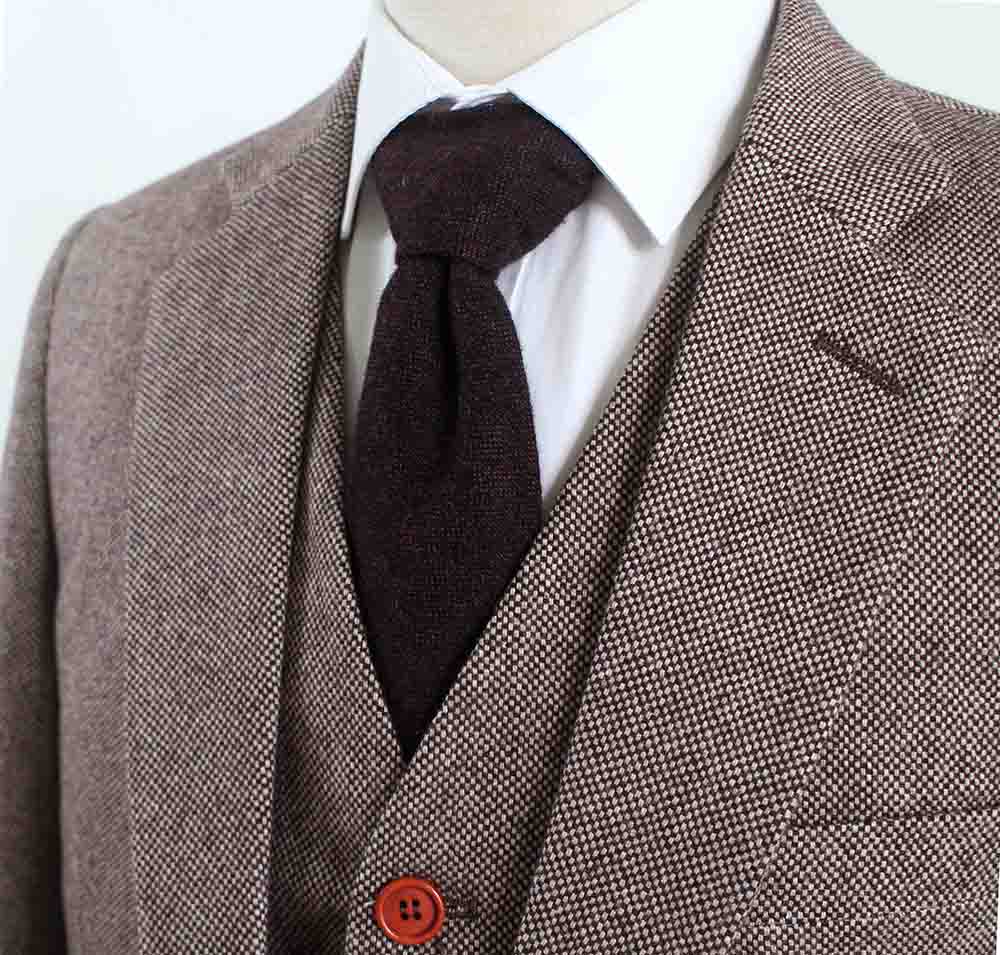 BDtailormade CLASSIC BROWN BARLEYCORN TWEED 3 PIECE SUIT - BDtailormade TWEED SUITStweedmaker hockerty menstweedsuit
