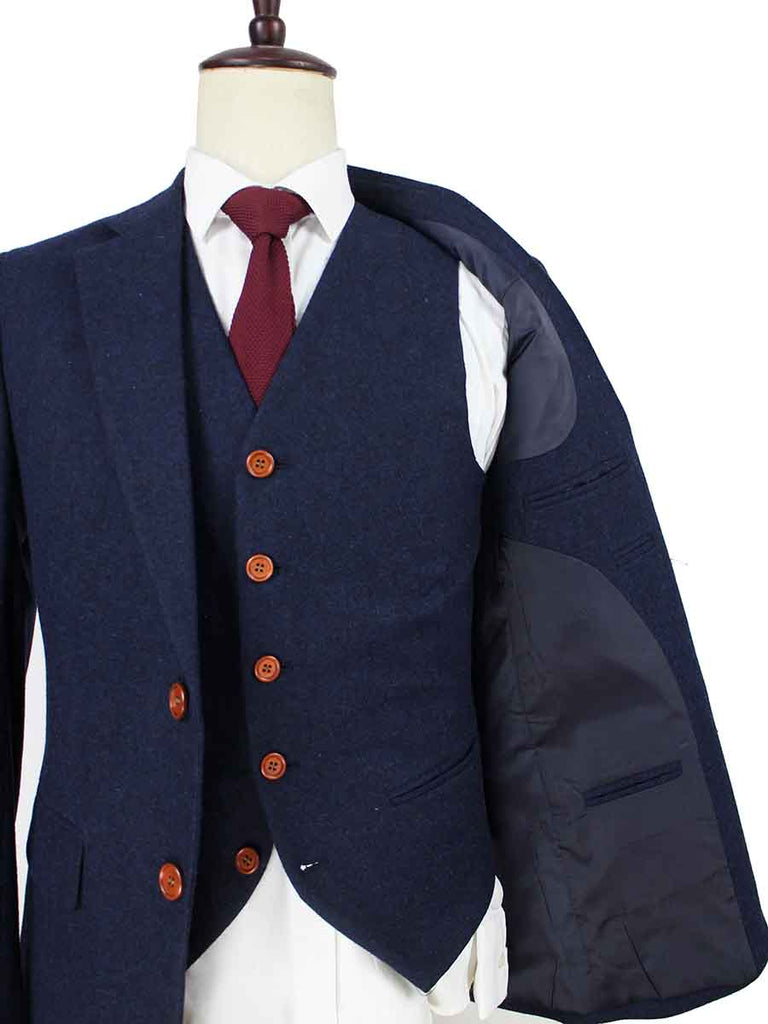 BDtailormade CLASSIC NAVY BARLEYCORN TWEED 3 PIECE SUIT - BDtailormade TWEED SUITStweedmaker hockerty menstweedsuit