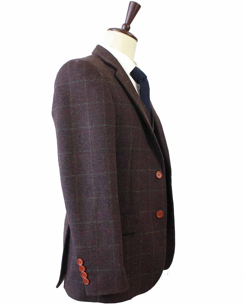 BDtailormade DARK BROWN PLAID TWEED 3 PIECE SUIT - BDtailormade TWEED SUITStweedmaker hockerty menstweedsuit