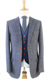 Grijs visgraat mix & match tweed 3-delig pak