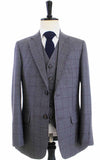 BDtailormade GREY RED WINDOWPANE WORSTED 3 PIECE SUIT - BDtailormade Worsted Suittweedmaker hockerty menstweedsuit