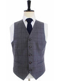 BDtailormade GREY RED WINDOWPANE WORSTED 3 PIECE SUIT - BDtailormade Worsted Suittweedmaker hockerty menstweedsuit