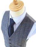 Grijs ruiten visgraat tweed driedelig pak