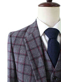 BDtailormade GREY RED WINDOWPANE PLAID TWEED 2 PIECE SUIT - BDtailormade TWEED SUITStweedmaker hockerty menstweedsuit