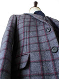 BDtailormade GREY RED WINDOWPANE PLAID TWEED 2 PIECE SUIT - BDtailormade TWEED SUITStweedmaker hockerty menstweedsuit