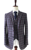BDtailormade GREY RED WINDOWPANE PLAID TWEED 2 PIECE SUIT - BDtailormade TWEED SUITStweedmaker hockerty menstweedsuit