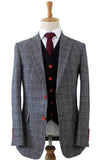 Lichtgrijs pied-de-poule geruit tweed driedelig pak
