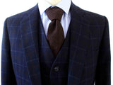 BDtailormade NAVY OVERCHECK TWILL TWEED 3 PIECE SUIT - BDtailormade TWEED SUITStweedmaker hockerty menstweedsuit