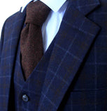 BDtailormade NAVY OVERCHECK TWILL TWEED 3 PIECE SUIT - BDtailormade TWEED SUITStweedmaker hockerty menstweedsuit