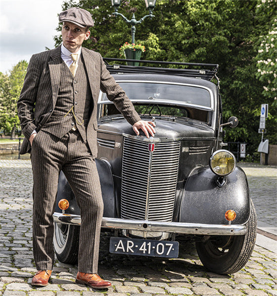 BROWN PINSTRIPE TWEED 3 PIECE SUIT - BDtailormade