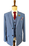 LIGHT BLUE TENCEL WOOL 3 PIECE SUITS