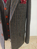 CHARCOAL ORANGE PINSTRIPE TWEED 3 PIECE SUIT - BDtailormade