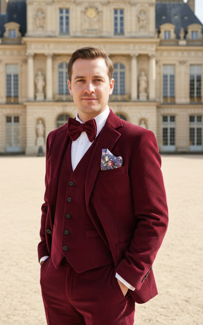 WINE RED CORDUROY 3 PIECE SUIT