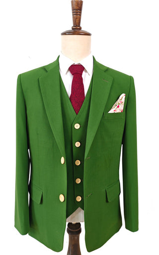 Groen Tencel Wollen 3-Delig Pak