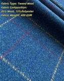 Blauw Geruit Tweed Driedelig Pak