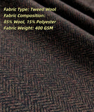 Donkerbruin Visgraat Tweed 3-Delig Pak