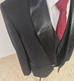 CLASSIC BLACK TUXEDO WORSTED 3 PIECE SUIT