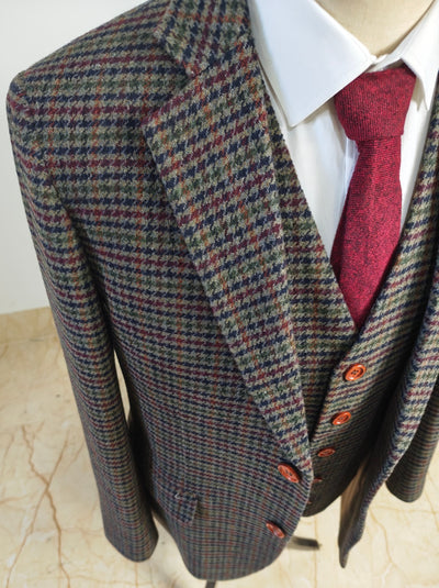 DARK GREY HOUNDSTOOTH TWEED 3 PIECE SUIT - BDtailormade