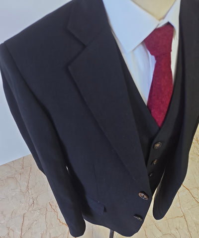 Zwart Tencel Linnen Drie­delig Pak