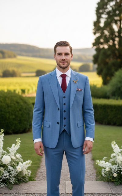 LIGHT BLUE TENCEL WOOL 3 PIECE SUITS