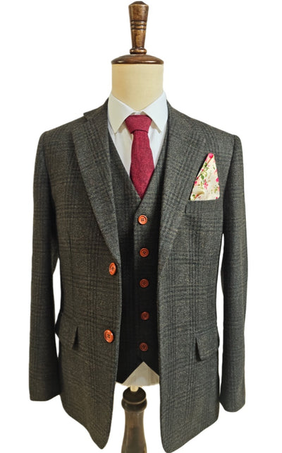 GREEN BLACK OVERCHECK PLAID 3 PIECE SUIT - BDtailormade