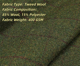 Olijfgroen geruit tweed 3-delig pak