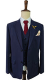 DARK BLUE TENCEL WOOL 3 PIECE SUITS