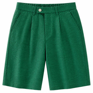 Green Tencel Linen Beach Shorts
