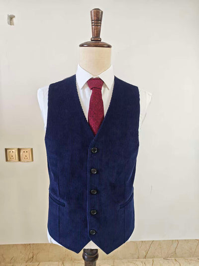 NAVY CORDUROY 3 PIECE SUIT - BDtailormade
