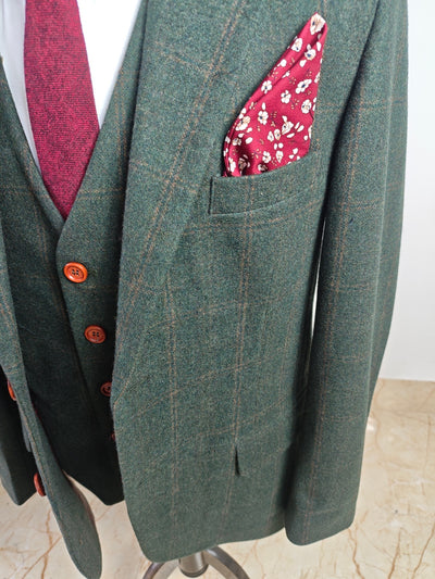 GREEN OVERCHECK PLAID 3 PIECE SUIT - BDtailormade