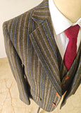BROWN BLUE PINSTRIPE TWEED 3 PIECE SUIT - BDtailormade