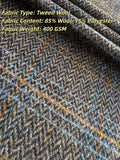 Brown Beige Windowpane Herringbone Tweed 2 Piece Suit