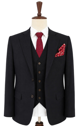 Black Tencel Wool 3 Piece Suit