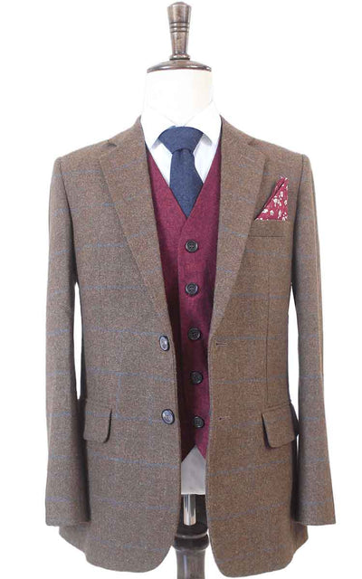 Bruin Tattersall Mix &amp; Match Tweed Driedelig Pak