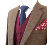 Bruin Tattersall Mix &amp; Match Tweed Driedelig Pak