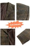 Brown Beige Windowpane Herringbone Tweed 2 Piece Suit